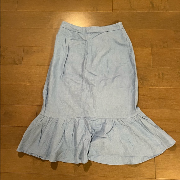 Zara Blue Linen wrap skirt - Picture 3 of 3
